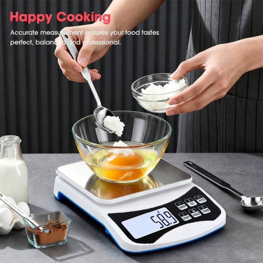 Báscula digital de cocina de alta precisión de 10 kg, pesaje preciso de alimentos, conversión de unidades/tara de un solo toque, medición de ingredientes para hornear y cocinar, portátil y fácil de limpiar (baterías no incluidas) - Multicolor - Ver 1