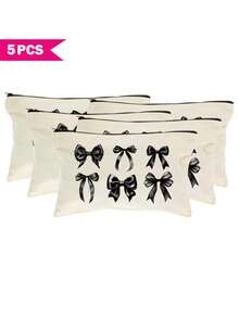 Sac organisateur de maquillage style Y2K avec nœud papillon, trousse de toilette de voyage portable, sac multifonctionnel, porte-pinceaux, étui à crayons, ensemble cadeau de fête, sac à fermeture éclair pour rouge à lèvres, pinceaux, téléphone, porte-monnaie, convient pour la maison, les voyages, la plage, la piscine, les fêtes, l'école - Beige - Voir 46