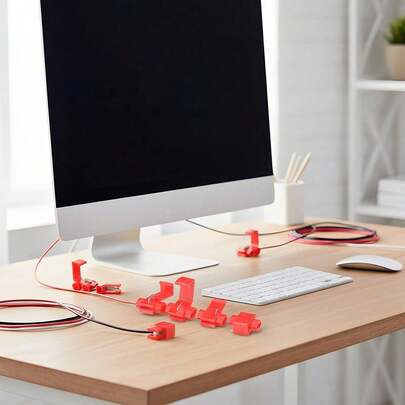 50pcs Solderless Quick Splice-Snap Wire Connectors, 22-18 AWG Splice Connector (Cable Joiner), Red Cold Pressed Insulated Electric Wire Crimp Connectors