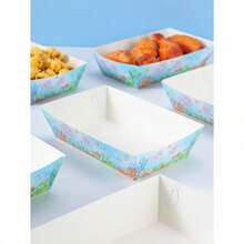 Juego de platos, vasos, cajas de palomitas y contenedores de comida desechables con estampado de criaturas marinas, suministros para fiestas adecuados para 24 invitados, juego de vajilla de papel desechable para cumpleaños, bodas, fiestas y picnics familiares - Multicolor - Ver 9