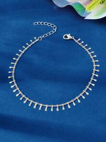 1pc Minimalist Silver Chain Anklet, Women Beach Accessory Holiday Jewelry - Silver - View 3