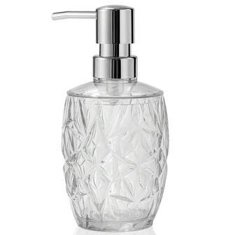 Botella recargable de acrílico transparente con textura de diamante, botella de jabón de manos/gel de ducha de estilo lujoso de , elegante almacenamiento de tocador