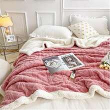 Manta Versátil de Textura Suave como la Nube para las Cuatro Estaciones, Manta Acogedora con Forro Coral Dúctil Engrosado y Colores Dopamina Vibrantes - Ideal para Siestas en la Oficina, Relajación en el Sofá de la Sala y Uso Cómodo en Dormitorios, Espacios Estudiantiles y Viajes - Rosa - Ver 9