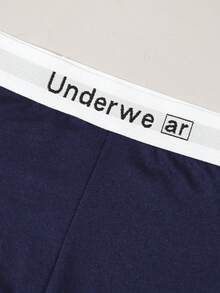 Valentine's Day Men's Blue Printed Boxer Briefs, Cartoon Monkey & Letter Print Elastic Holiday Underwear - Blue - View 7