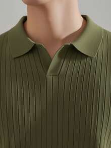 GRDR Men's Solid Color Short Sleeve Knit Sweater, Fashionable For Summer - Army Green - View 4