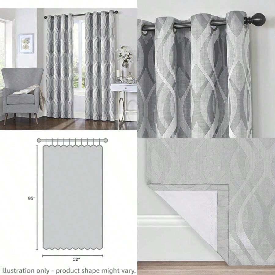 ECLIPSE Caprese - Cortina térmica Moderna con Ojales para Ventana para recámara o Sala de Estar (1 Panel), 52 x 84 Pulgadas, Color Plateado(132.1An x 241.3Al cm (1 Paneles) Plateado) - Multicolor - Ver 1