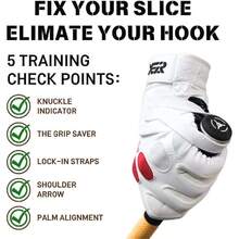 Golf Grip Trainer Glove | Beginner-Friendly Golf Swing Training Aid For Proper Fundamentals | Guide Markings For Right Grip, Position, And Swing | Eliminate Slice & Hook,35024199 - 西瓜粉 - 查看 2