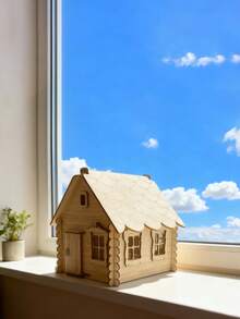 1 Pc Wooden Cottage, DIY Assembly Required, Halloween, Christmas, Thanksgiving Gift, Garden Corner Plant Decor, Wooden Craft Set - Multicolor - View 11