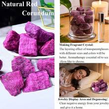 QYDCX Đá Corundum đỏ thô, Corundum đỏ tự nhiên chưa qua xử lý, dùng cho đài phun nước, trang trí nhà cửa, thiền định, cân bằng năng lượng, quấn dây, phù thủy và chữa bệnh Reiki (1,18-1,97 inch) - Corundum đỏ - Xem 9