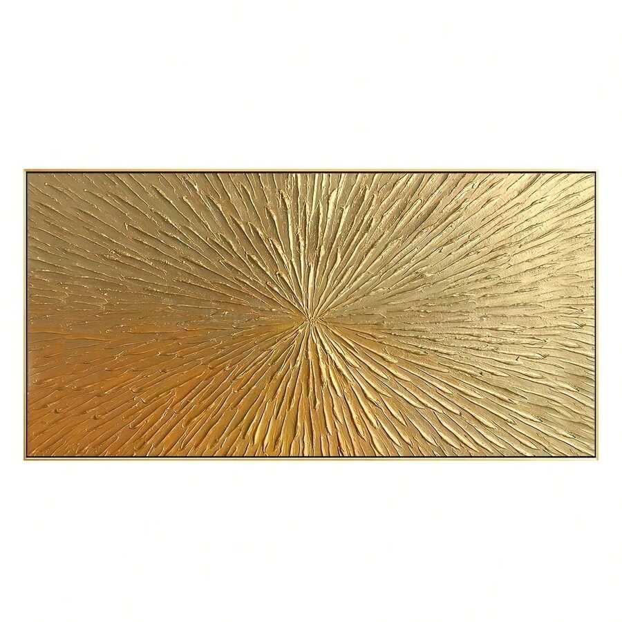1pc Golden Light Burst Canvas Wall Art Decoration, Luxury Room Golden Wall Art Decoration, Abstract Minimalist Decorative Painting, Suitable For Living Room Decoration, Bedroom Decoration, Unframed