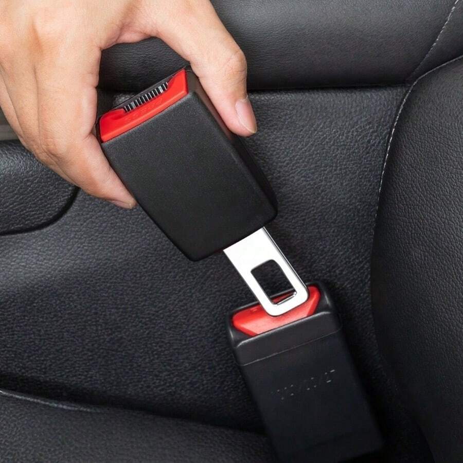 2pcs Black Metal Car Seat Belt Extender, Universal Buckle Connector, Safety Belt Adjuster Clip - Multicolor - View 1