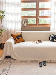 1pc Chenille Jacquard Sofa Cover, Sofa Throw, Sofa Protector, Style: Pet Protection, Anti-Slip, Dust-Proof Sofa Cover, Suitable For All Seasons, Fit For L-Shaped Sofa And 1/2/3/4 Seater Sofa (Sold Separately) - Beige - View 6