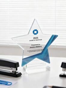 Customize Personalized Acrylic Award Plaque,Custom Name,Star Shaped Trophy,Anniversary Gift For Him, Couple Gift,Unforgettable Gratitude Gift For Celebrating Special Days,Custom Corporate Recognition Trophy,Employee Award Plaque - Retirement Or Appreciation Gift For Staff & Manag - Multicolor - View 4