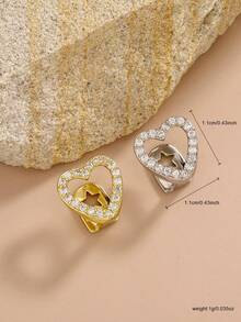 Unisex Gold Tooth Grillz, Hollow Heart, Star, Apple Shaped Zirconia Tooth Caps, 14K Gold Plated, Suitable For Cosplay, Fashion Parties, Holiday Couples Gifts - Multicolor - View 4