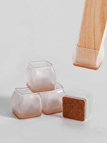 4 Stück universelle quadratische transparente Silikon Stuhlbeinabdeckungen, geeignet für Esstische, Stühle, Hocker, Schutzkappen um Kratzer und Geräusche zu verhindern, rutschfeste Unterseite um Bodenschäden zu vermeiden (mittel/groß)