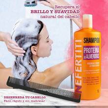 Shampoo Proteina de Almendras  Nefertiti Para Cabello Teñido Seco Decolorado Hidratacion Profunda - Naranja Coral - Ver 5
