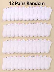 12/6/1 Pairs Kids Sports Ankle Socks, Soft & Lightweight Low-Cut Socks, Solid Color Casual Socks, Boat Socks, Striped Heel Design, Minimalist & Versatile, Suitable For Boys And Girls, Spring/Summer - Multicolor - View 17