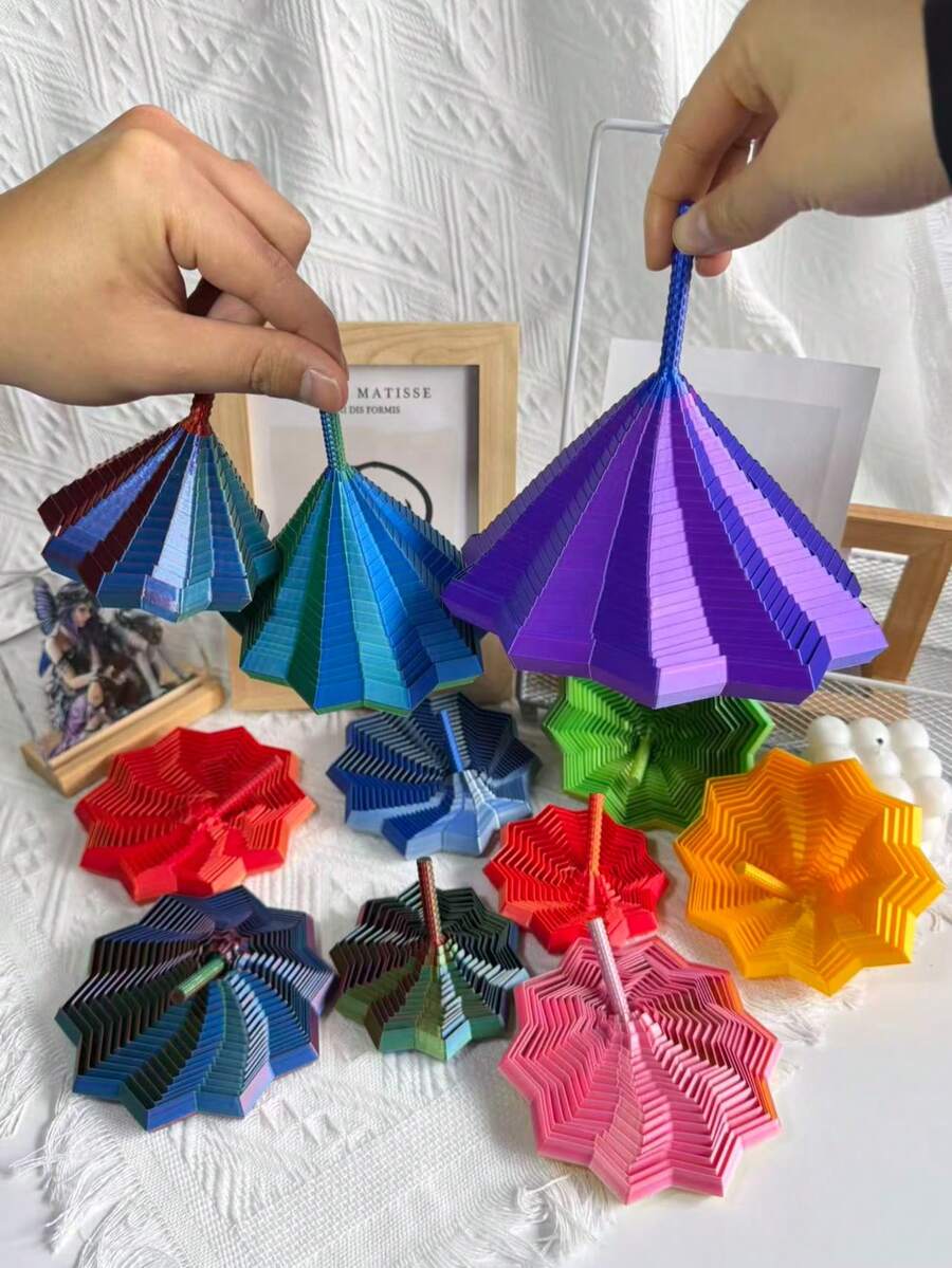 3D打印星形多边形减压玩具，3D折叠结构，视听舒缓玩具，扩展感官星形，分形六边形带手柄，蜂窝旋转螺旋设计，减压旋转螺旋桌面摆件，圣诞礼物，生日派对礼物，理想的节日礼物