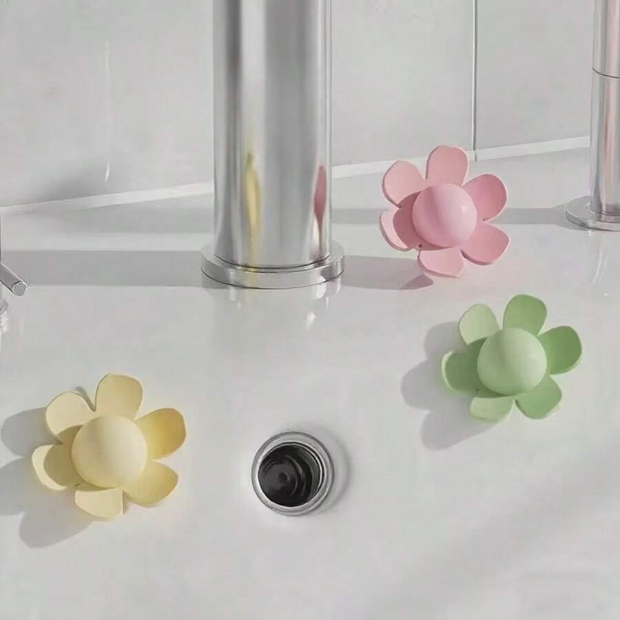 3pcs Sink Overflow Stopper- Flower Shape Overflow Stopper, Durable And Easy To Install, Suitable For Kitchen And Bathroom Sinks, Washbasins- Prevents Water Overflow And Blockage
