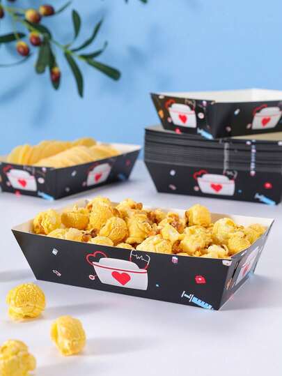 10/24pcs Medical Theme Food Boxes, French Fry Boxes, Popcorn Boxes, Popcorn Boxes, Birthday Party Decorations And Home Movie Night Snack Boxes, Suitable For Lunch Box Bakery Bread, Burger Restaurant