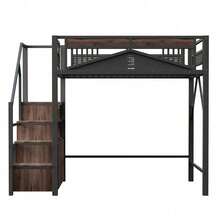 Kids Bed Frames, Headboards & Footboards - Black + Metal & Wood + 140cm*200cm-2 - View 11