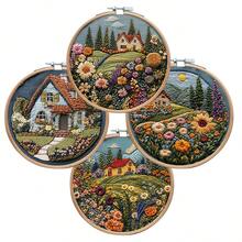 1 套刺绣套件，20x20cm/7.9x7.9in，花卉图案鹿，手工 DIY 刺绣套装，适合成人和初学者，包含说明书、印花布料、绣绷和绣线。 - 彩色 - 查看 4