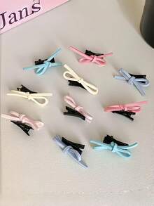 10pcs Pet Hair Accessories Dopamine Rainbow Bowknot Hair Clips Alligator Hair Clips, Adorable Pet Hair Decorations - Multicolor - View 7