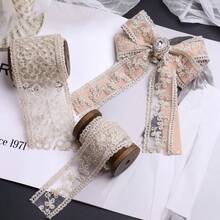 Dây ren thêu hoa bằng chỉ vàng, rộng 4cm, dài 1 thước Anh - Nơ thủ công, thích hợp để tự làm phụ kiện tóc và mũ đội đầu thời trang, nguyên liệu làm phụ kiện tóc. - Nhiều màu - Xem 12