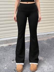 Women's Outdoor Skinny Flare Pants, Fashion Versatile Double-Waist Tight Leggings, Slimming Casual Long Trousers