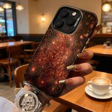 Funda de Teléfono Roja con Estampado de Galaxia Brillante para  14 Pro Max  13 Pro  Galaxy S23 Ultra S22 Plus Adecuada para Todas las Estaciones Opción de Regalo Ideal - Plateado - Ver 3