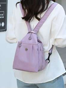 Multi-Compartment Anti-Theft Nylon Backpack Handbag For Women, Multifunctional Fashion Daily Bag, Lightweight Travel Bag With Multiple Pockets Design, Large Capacity Minimalist Student School Bag, Convenient Stationery Bag, Suitable For Students, Nurses, Teachers, Business Professionals, Travel, Vacation, Business Trip, Commute, Shopping, Office, Date, Hiking, Training, Work, Birthday Gift, Holiday Gift, Backpack - Multicolor - View 4