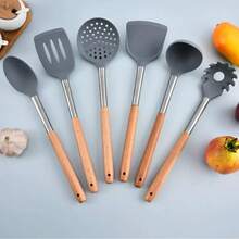 Cooking Spatula With Silicone Head And Stainless Steel Handle, Non-Stick Cookware Spatula, Kitchen Utensil - Grey - View 1