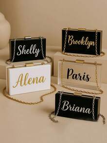 Customized Acrylic Clutch | Personalized Transparent Evening Bag | Bridesmaid Gift | Wedding Clutch | Transparent Chain Bag | Name Bag - Bridesmaid Gift - Personalized Bridesmaid Clutch - Customized Acrylic Clutch - Chief Bridesmaid Gift - Bachelorette Party - New Year's Eve Gala Bag - Holiday Gala Bag - Multicolor - View 7