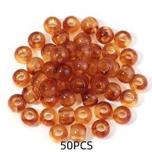 20-200颗/包 琥珀色亚克力大孔圆珠，多尺寸隔珠，时尚休闲秋冬棕色饰品制作DIY串珠散珠，适用于工艺品、装饰、手链、项链、吊坠等。 - 琥珀色大孔 - 查看 14