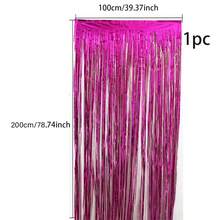 1入組派對背景金屬箔流蘇金屬絲窗簾成人兒童生日派對婚禮裝飾嬰兒淋浴用品