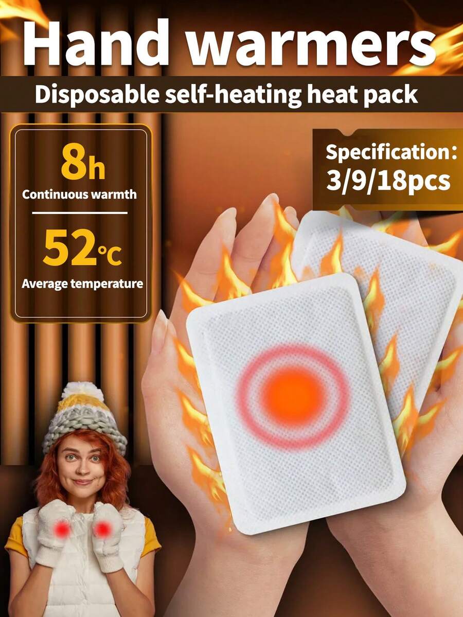 3/9/18pcs/Pack Self-Heating Warm Pads, One-Time Heating Patches, Can Be Used On Multiple Body Parts, Secure Adhesion, Lasting Warmth, Quick Heating, Breathable Non-Woven Fabric, Discreet & Portable, Multi-Purpose, Essential For Winter, Outdoor Activities, Unisex, Suitable For Various Scenarios - Warming Patch - View 1