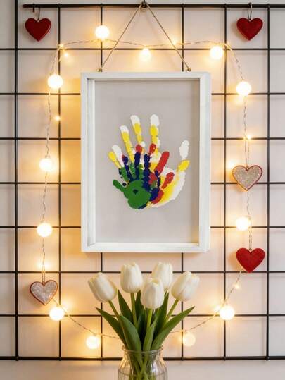 Family Handprint Kit, Gift For New Parents, DIY Craft Keepsake With Wooden Frame