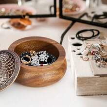 1 Peça Queimador de Incenso de Madeira Sólida de Nogueira Sul-Americana, Suporte para Bastão de Incenso, Queimador de Aromaterapia Interno com Incenso de Sândalo, Decoração de Cerimônia de Chá, Dia dos Namorados, Casamento dos Namorados, Aniversário, Decoração Doméstica, Decoração Zen, Ferramentas de Meditação, Ferramentas de Yoga, Formato Redondo - Multicolorido - Visão 10