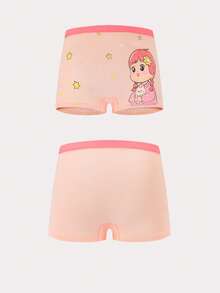 4pcs/Pack Girls' Soft & Comfortable Cute Pattern Briefs - Multicolor - View 2