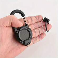 1 Piece Black Retractable Keychain, Portable And Stretchable Multifunctional Tool Anti Lost Strap, Suitable For Camping, ID Card Holder, Outdoor Storage Accessories - 黑色 - 查看 4