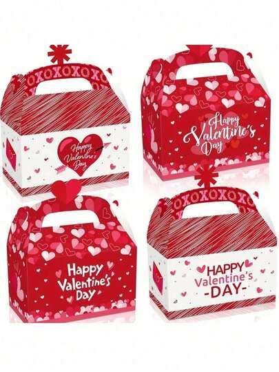 12pcs Heart-Shaped Candy Gift Box, Pink And Red Heart Design, Ideal For Wedding, Birthday And Valentine's Day Gifts
