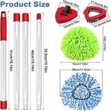 Hezane Mop Heads For O Cedar RinseClean 2 Tank Spin Mop System, 3 Microfiber Mop Head Refills And 3 Chenille Mop Pads,1 Scrub Brush, And 1 Mop Base With Mop Handle Set Combo - Màu B - Xem 2