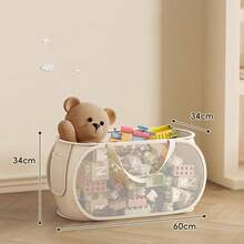 Large Capacity Plush Toy Storage Basket, Living Room Organizer, Household Dirty Clothes Laundry Bin With Handle - Multicolor - View 6