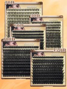 120D/100D/80D/60D/50D/40D/30D Soft Fluffy Lash Clusters Kit Thick Cluster Eyelash Extensions Individual Lashes Faux Mink Eyelash Clusters D+Curl 10MM/12MM/14MM/16MM/18MM Lash Extension Dramatic Eyelash Extensions Eyelashes Clusters Diy Makeup(200/160pcs/Box