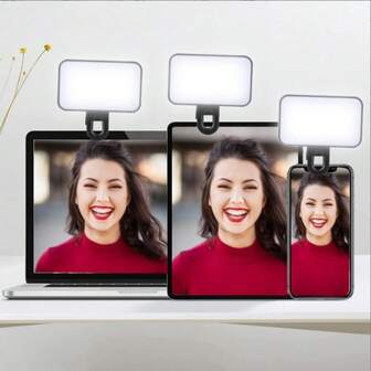 1PC Ultra-Bright LED Selfie Fill Light - 3 Lighting Modes, Portable Mini Clip-On, Rechargeable For Phone/Camera, Dramatically Maximize Exposure & Sharpness, Perfect For Makeup, Live Streaming, Zoom Conferences, Video/Photo Creation