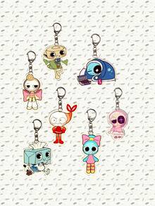 1pc/7pcs Back To School Dandy'S World Video Game Theme Key Charm - The Ideal Cute Cartoon Image Bag Charm For Young And Adult Gamers Alike. Acrylic Keychain Ideal For Boyfriends, Girlfriends, Family Members, Teachers, Party Gifts, And Nursing Students. - Multicolor - View 11