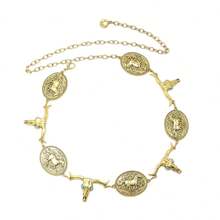 1 قطعة حزام للنساء متعدد الاستخدامات بتصميم رأس الثور من السبائك المعدنية العصري - الذهبي - مشاهدة 8