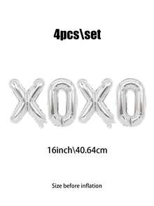 4个/套 XOXO 字母气球，适用于婚礼、婚礼场地装饰、求婚派对装饰、婚宴装饰、背景装饰、新娘送礼会装饰、生日派对装饰、情人节 DIY 装饰、情人节派对 - 彩色 - 查看 12