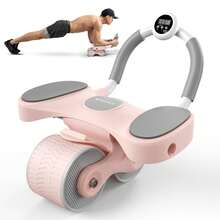 MERACH (MERRIC) Abdominal Roller With Knee Mat, Professional Abdominal Roller, Quiet, Two Wheels, Highly Durable, Easy To Assemble, Training Equipment, Exercise Roller, Training, Exercise, Stretching, Diet, Muscle Training, Equipment, Men/Women, Beginners/Advanced - Pink - View 2