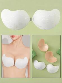 YIYANG 白色蕾丝婚纱无肩带隐形提拉文胸套装 - 防滑龙纹设计 - 适合婚纱、派对及日常内衣穿着 - 彩色 - 查看 5